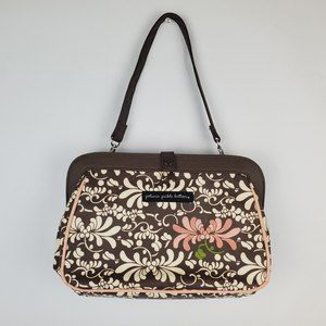 Petunia Pickle Bottom On The Go Diaper Bag Handbag Brown Pink Paisley